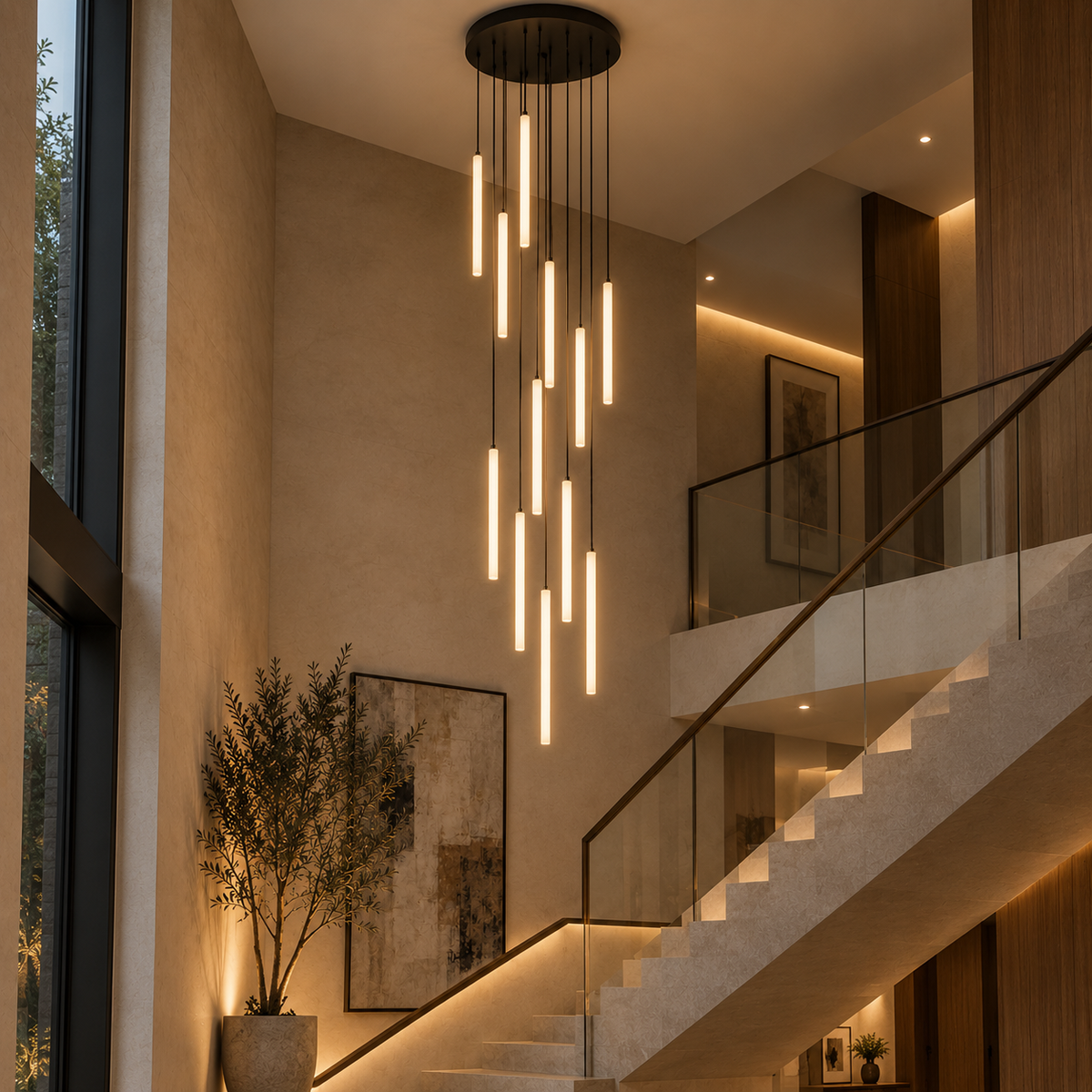 The Orinthal Helix Modern Staircase Acrylic Chandelier