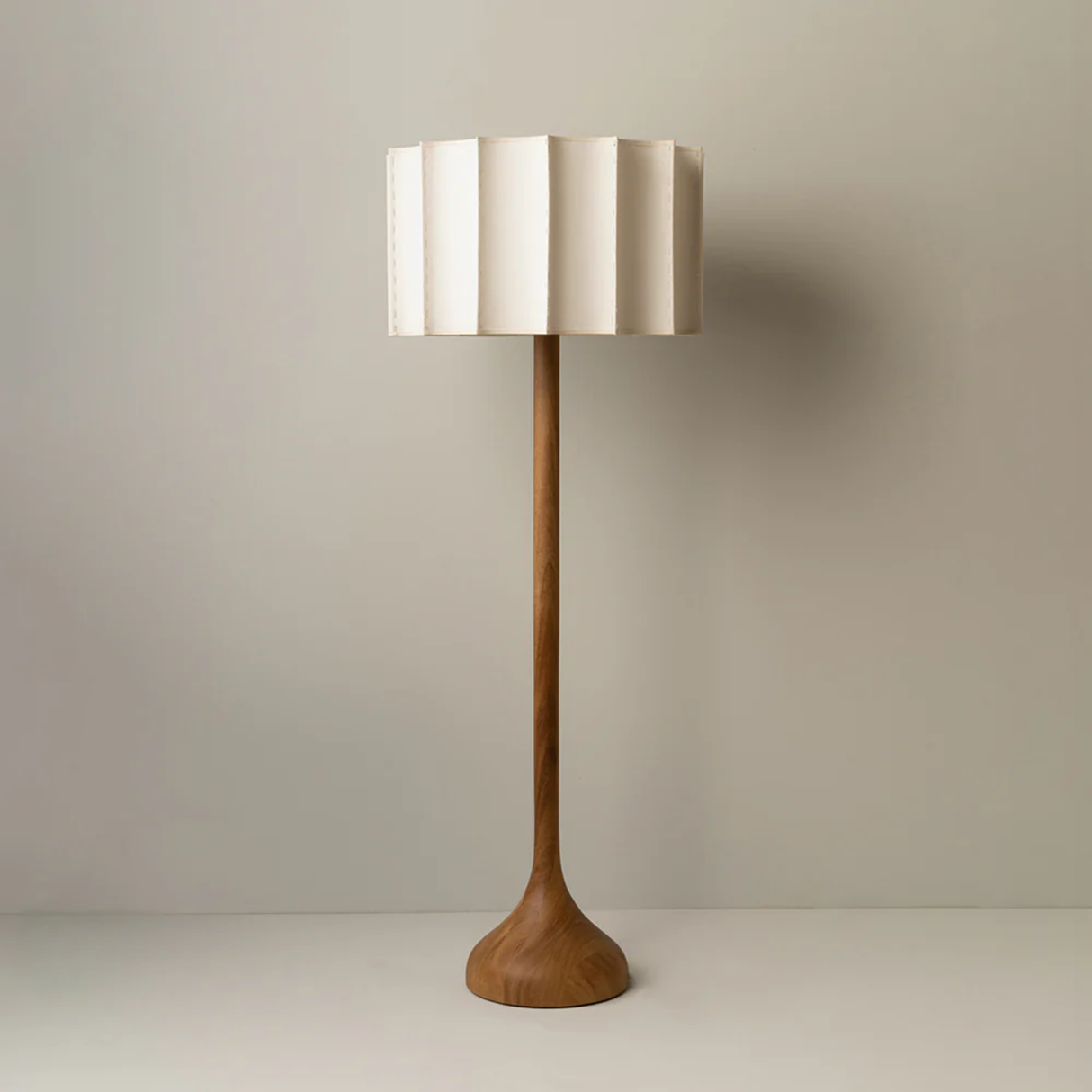 Hikari Pleated Wooden Floor Lamp