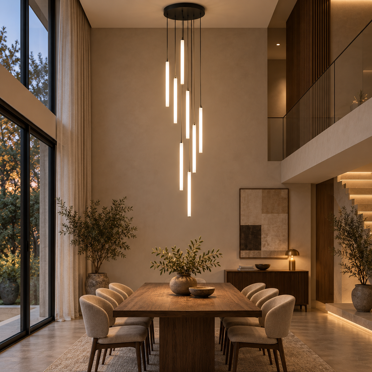 The Orinthal Helix Modern Staircase Acrylic Chandelier