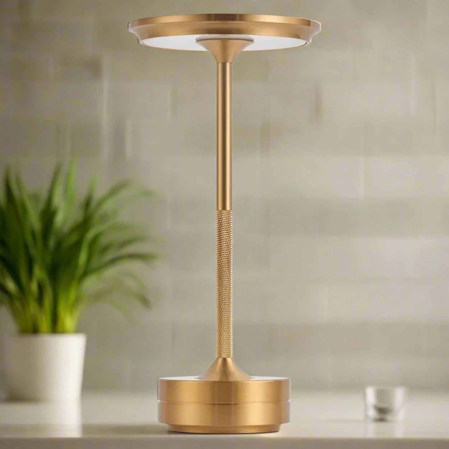 Gold outdoor patio heater on a white background