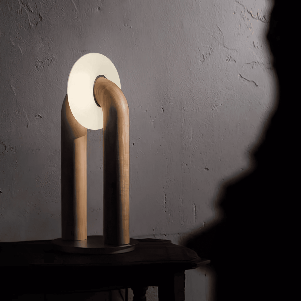 Lunari Solid Wood Touch-Control Table Lamp