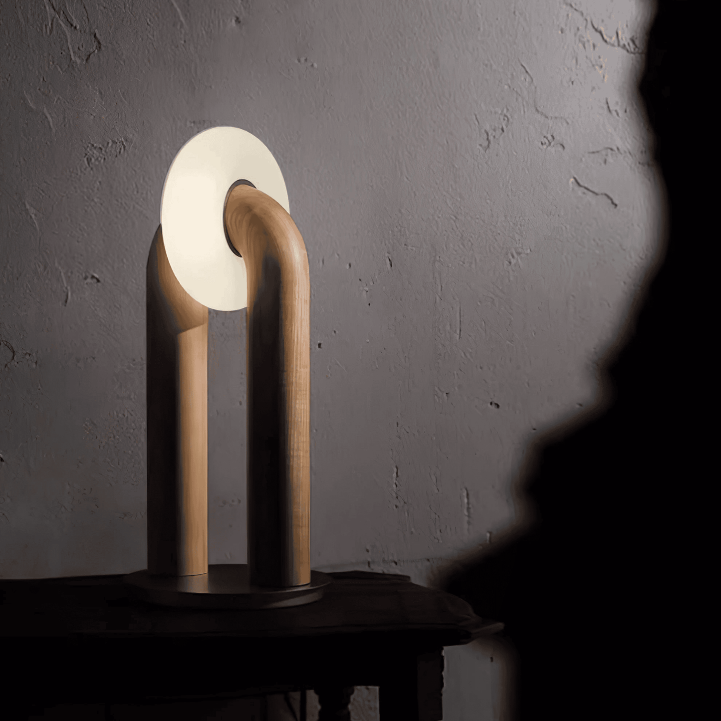 Lunari Solid Wood Touch-Control Table Lamp