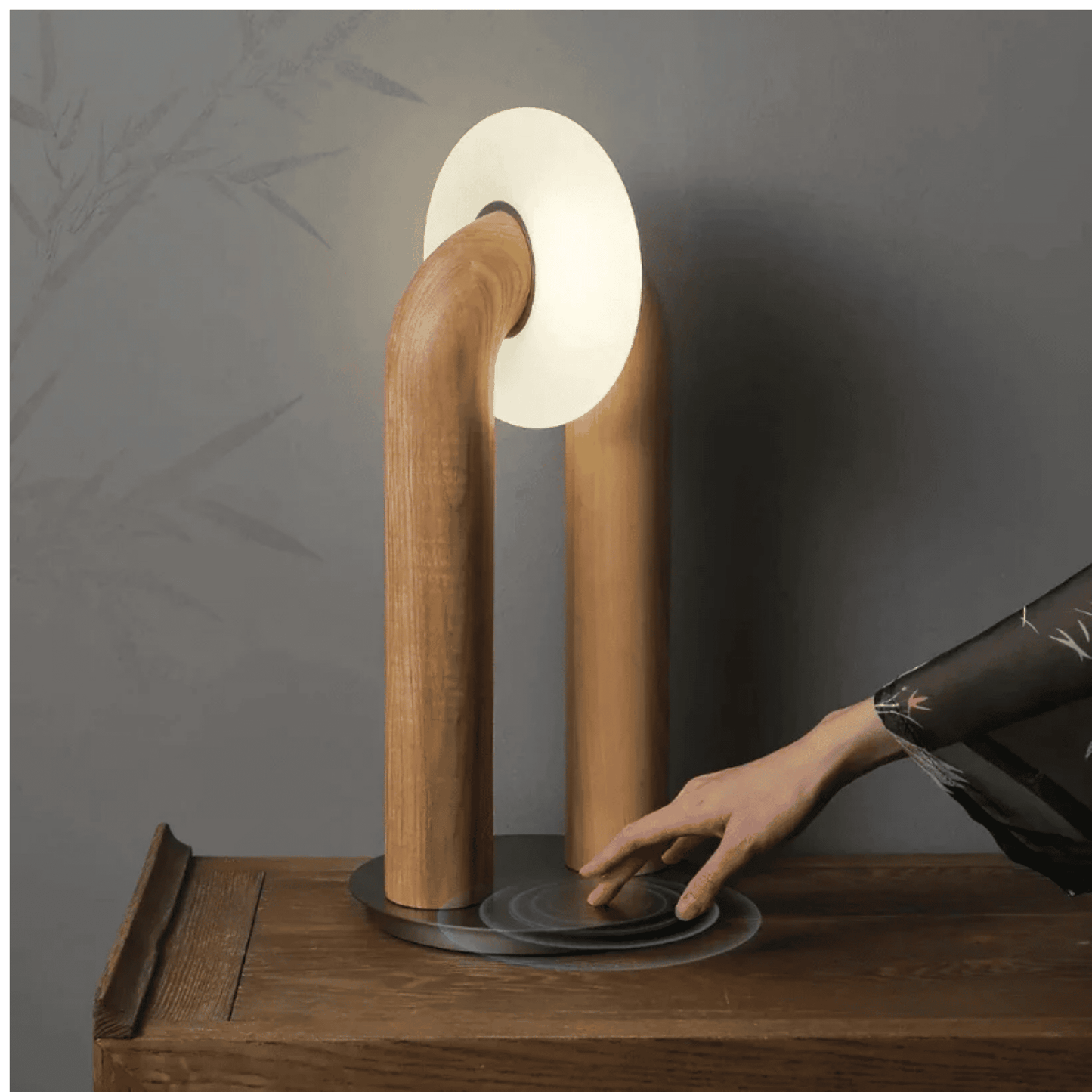 Lunari Solid Wood Touch-Control Table Lamp