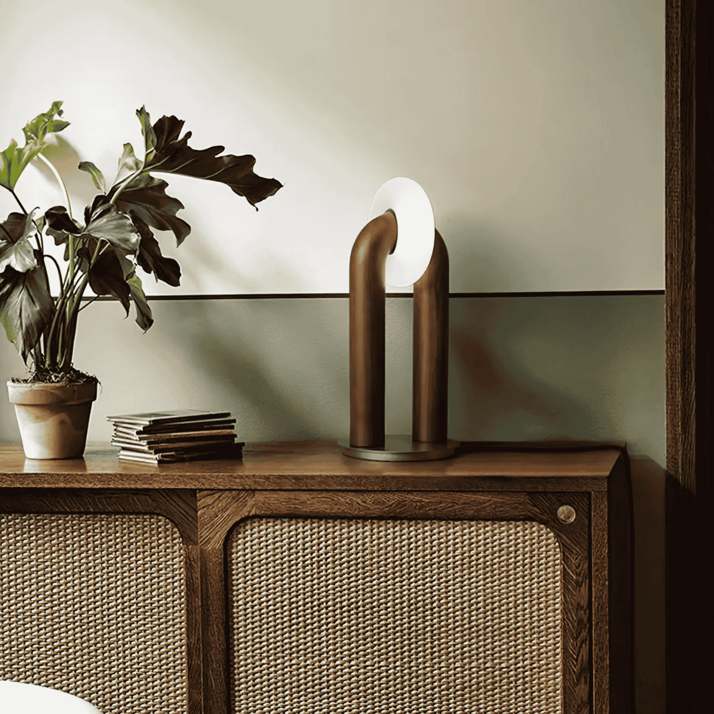 Lunari Solid Wood Touch-Control Table Lamp