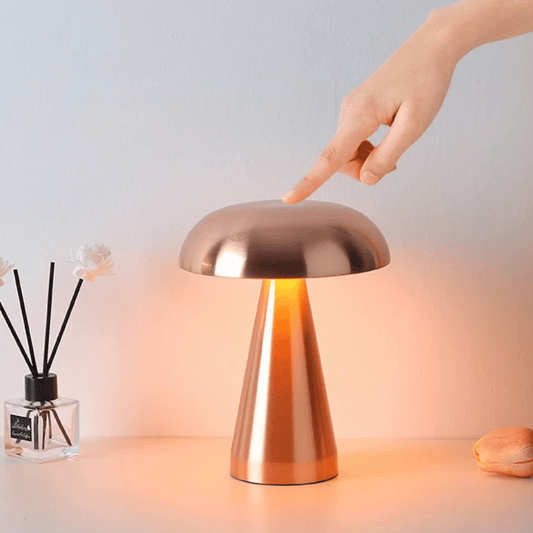 Stylishly illuminate your space with the Glowshroom Retro Mushroom LED Table Lamp – Rechargeable Touch Sensor Light.