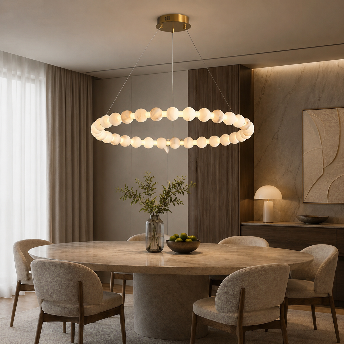 LustraMarble Halo Chandelier – Modern Marble