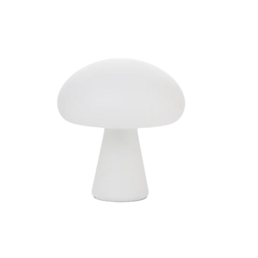 White mushroom-shaped object on a white background
