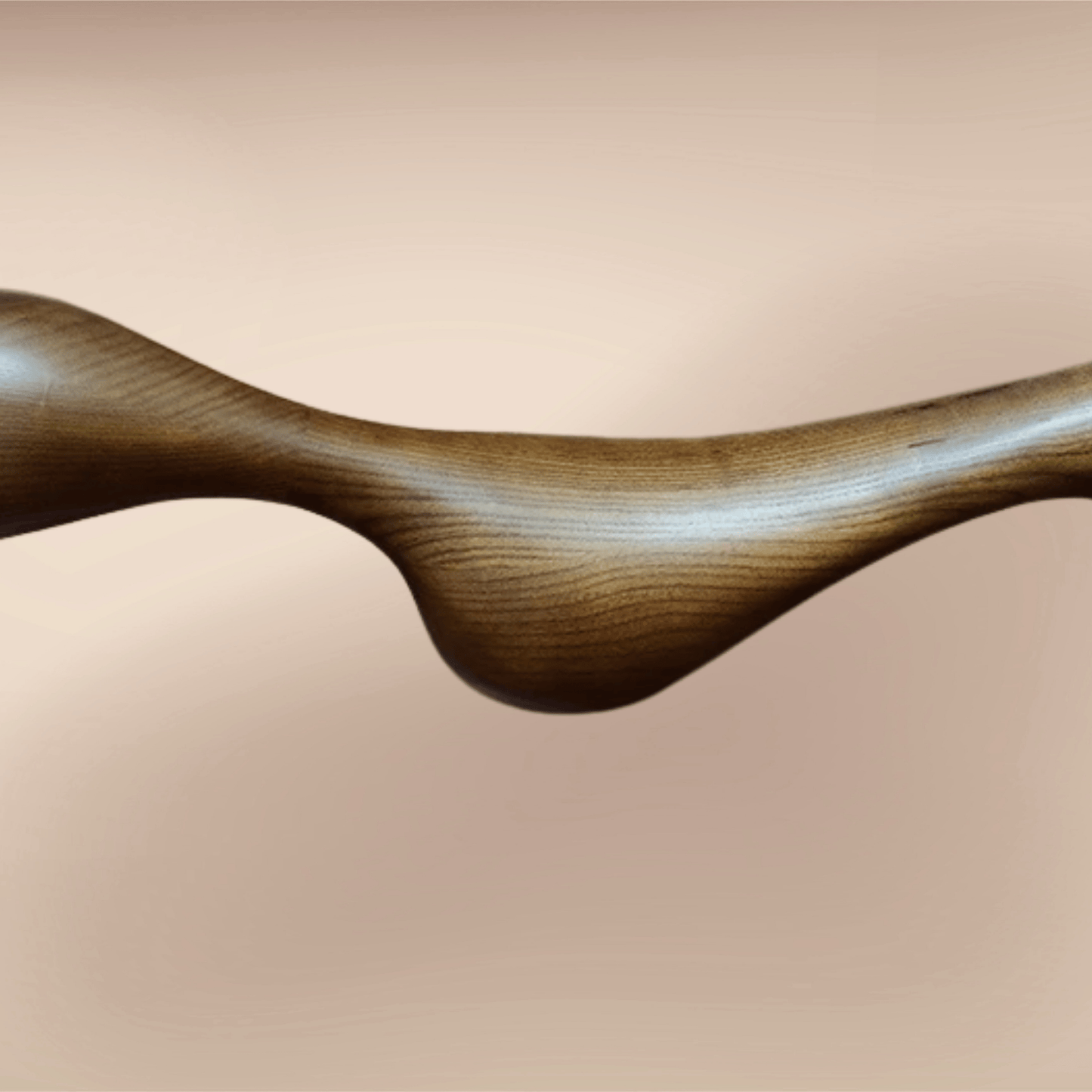 Close-up of ZenRay Ashwood Pendant Light in dark wood, highlighting its smooth, organic curves and natural wood grain.