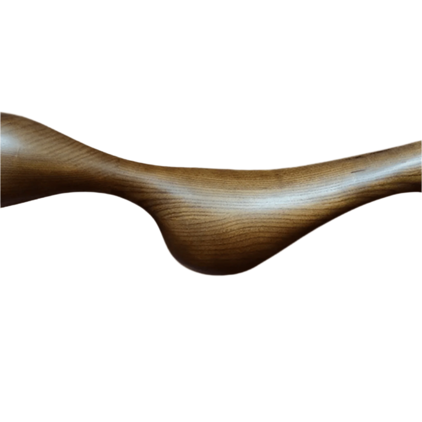 Close-up of ZenRay Ashwood Pendant Light in dark wood, highlighting its smooth, organic curves and natural wood grain.