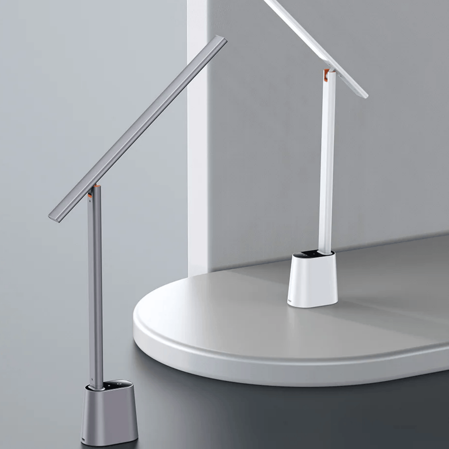 Modern bathroom faucet with a sleek design on a gray background