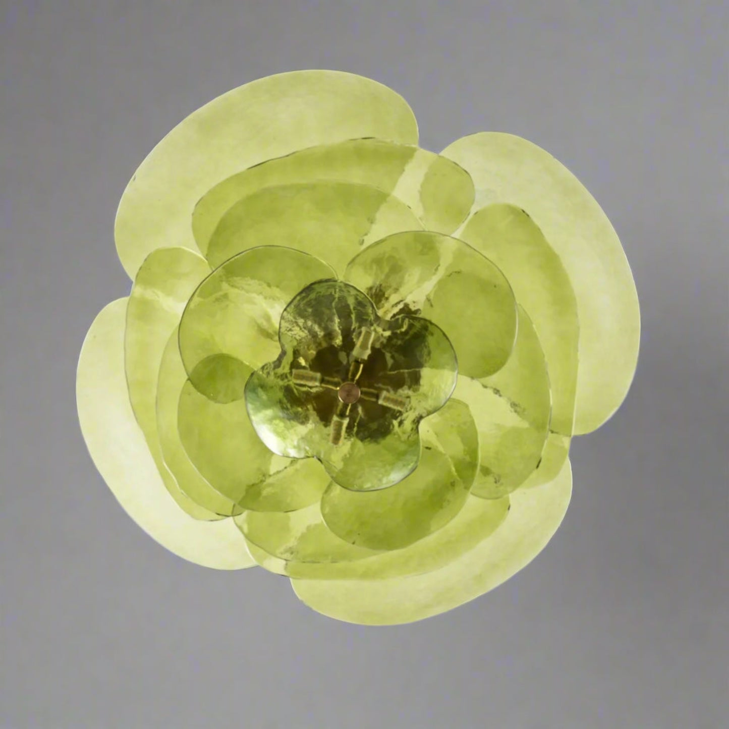 Green metal flower ceiling light LustraVitra Ceiling Chandelier on a white background