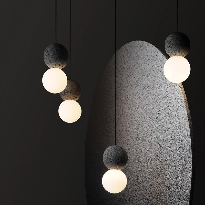 Stunning Minimalist Terrazzo Pendant Light, perfect for Nordic staircases and simple bedrooms, by Artpad.
