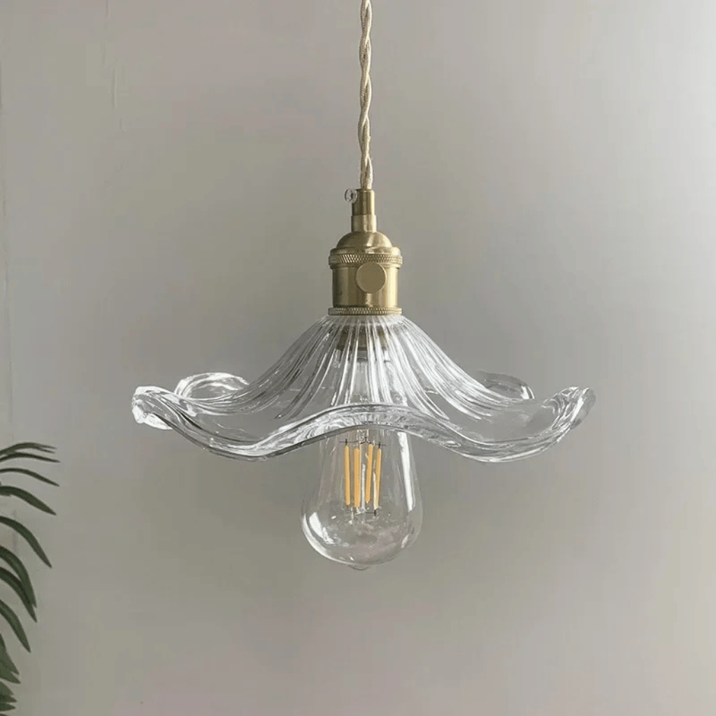 Brighten your home with the Nordic LED Pendant Light – Colorful Glass, featuring a stylish glass and copper design.