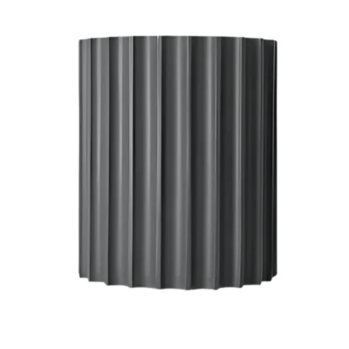 Black ribbed cylindrical object on a white background
