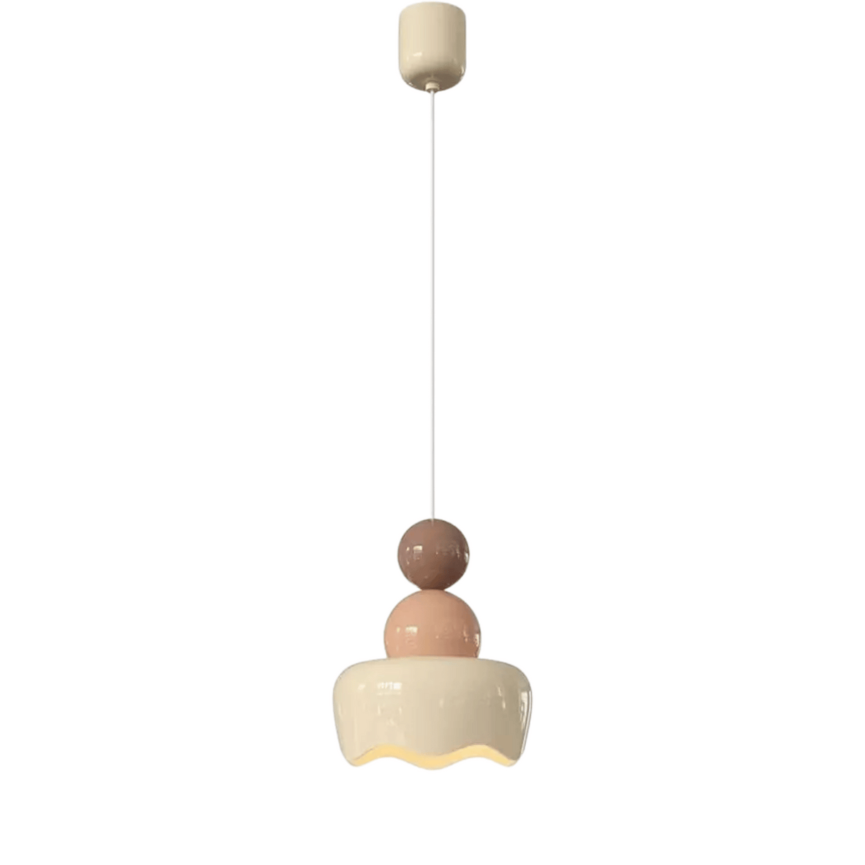 Nordic Cream Glass Pendant Light– Stylish Hanging Lamp for Kids Room and Bedroom, LED E27 Compatible