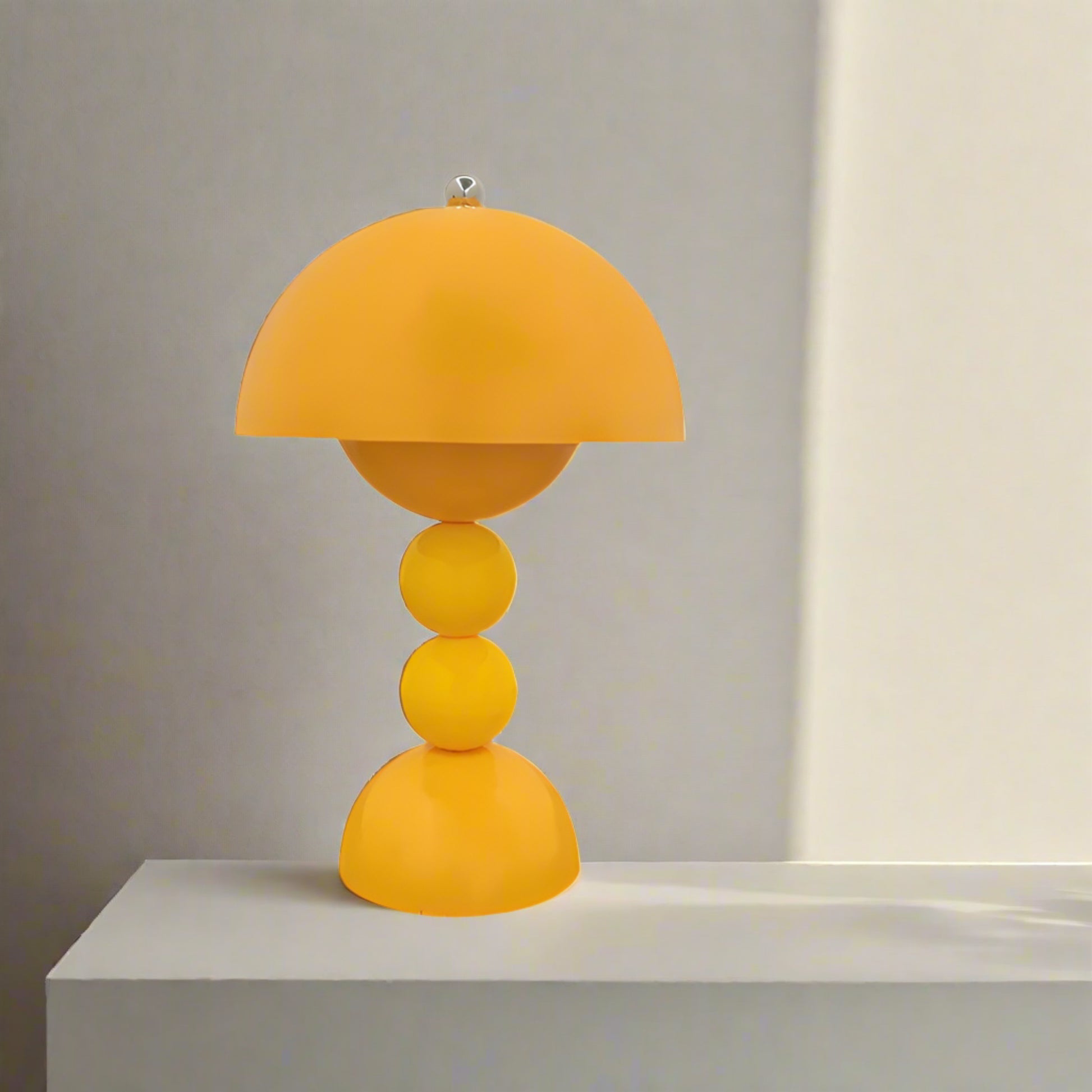 Yellow table lamp on a white background