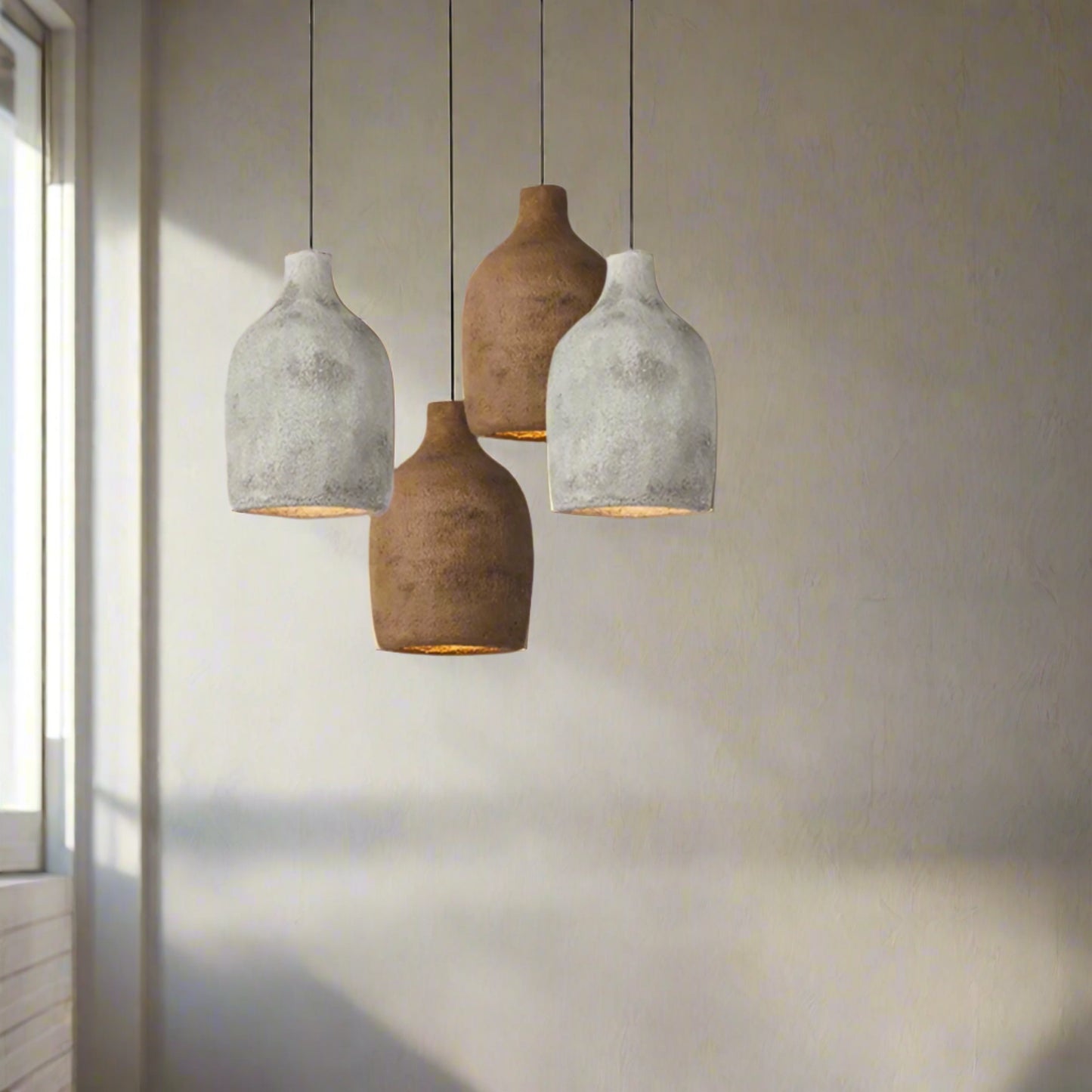 Pendant lights hanging in a living room