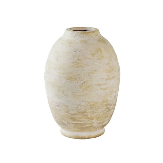 Beige ceramic vase on a white background