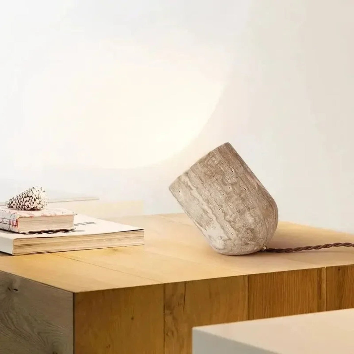 CavaGlow Travertine Table Lamp