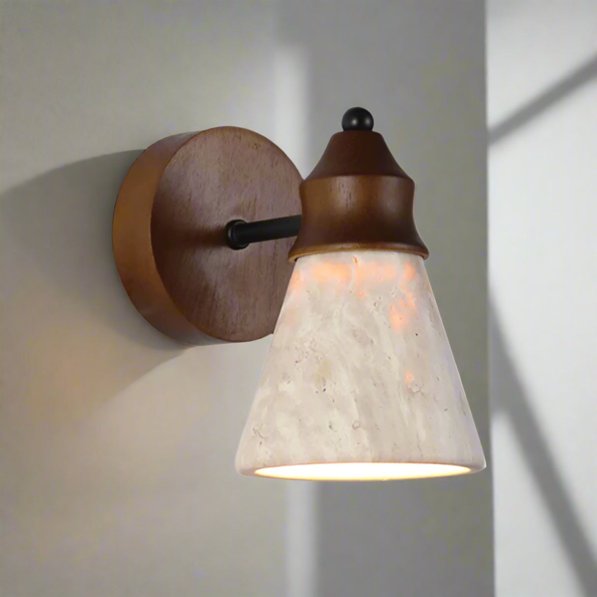 Wall-mounted light fixture with on a white background