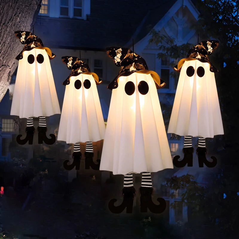 Glowing Hanging Witch Ghost LED Pendant – Halloween Light Decoration