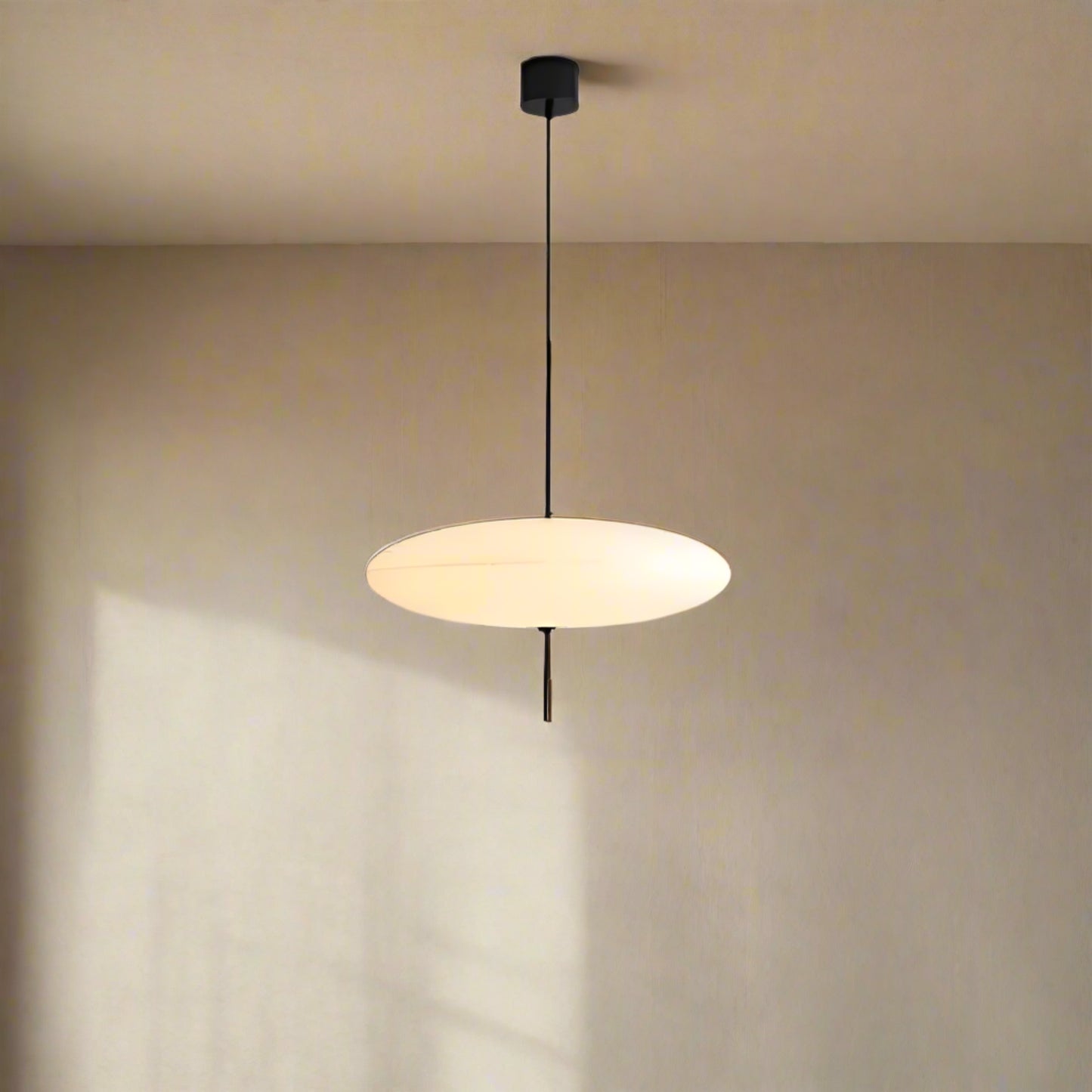 Pendant light with on a gray background