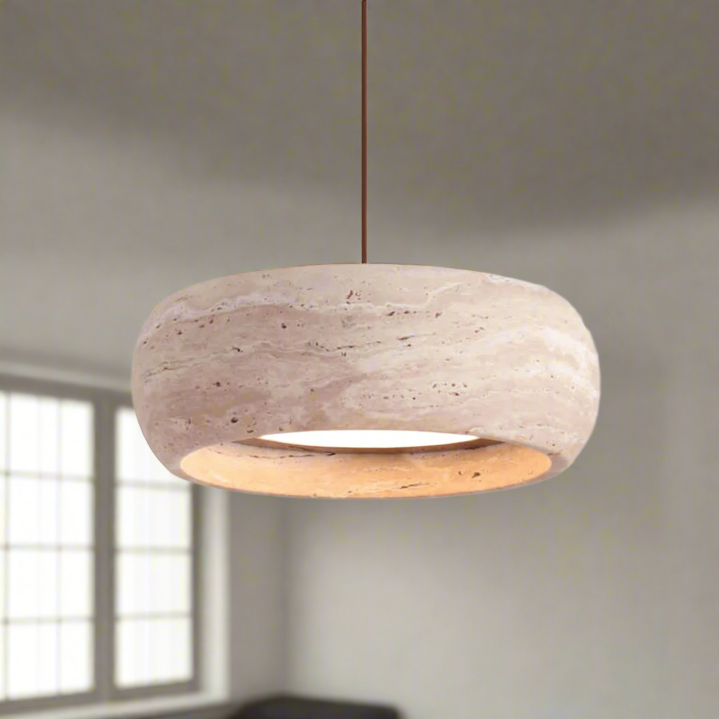 Concrete pendant light on a white background