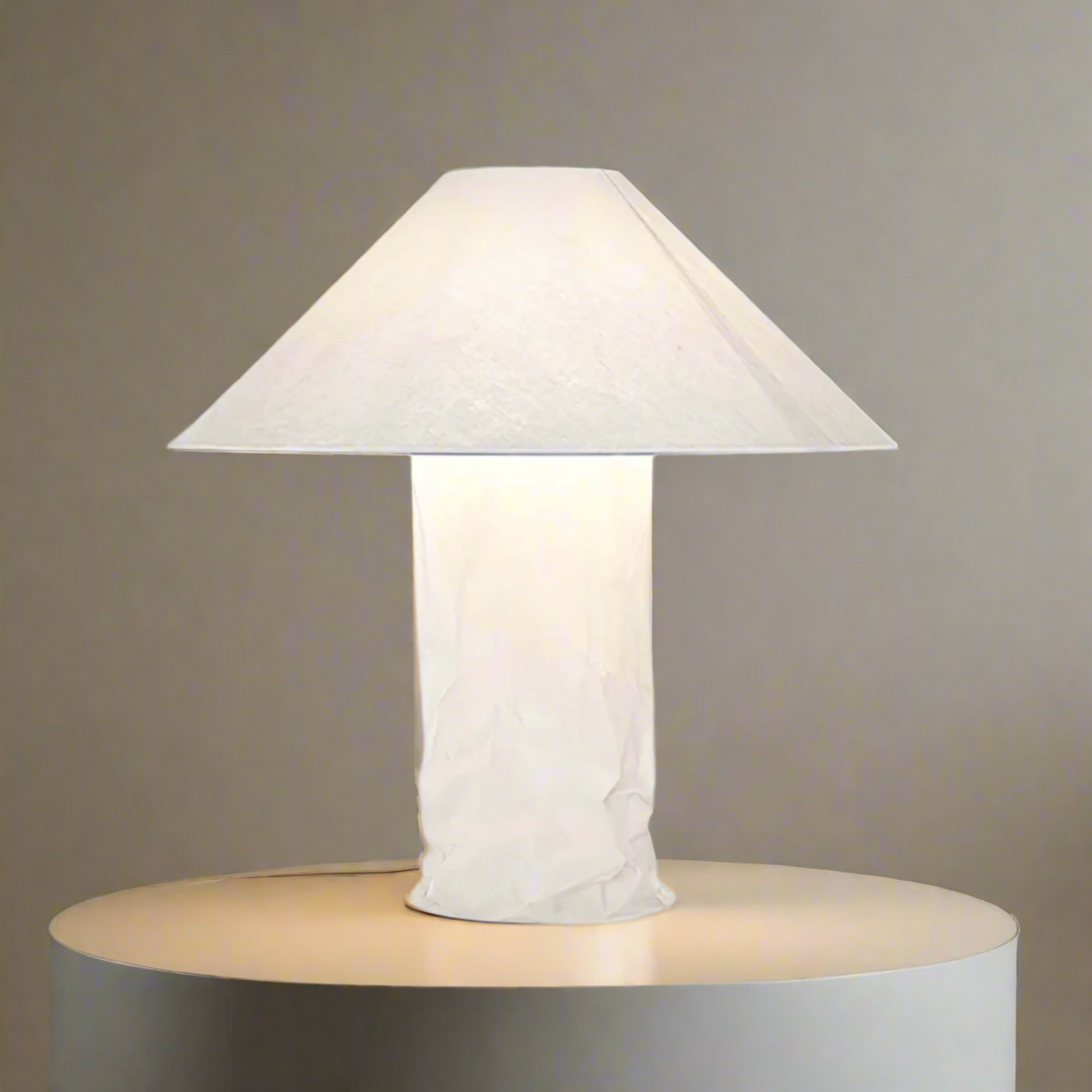White table lamp with a plain white background