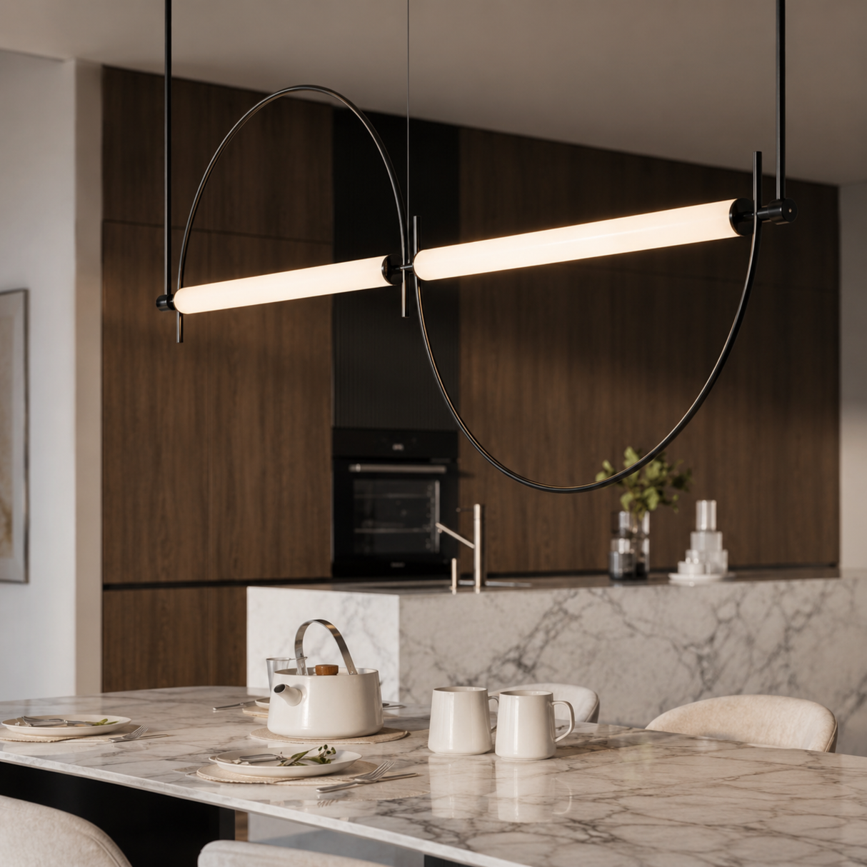 Linea Halo Black Pendant Light