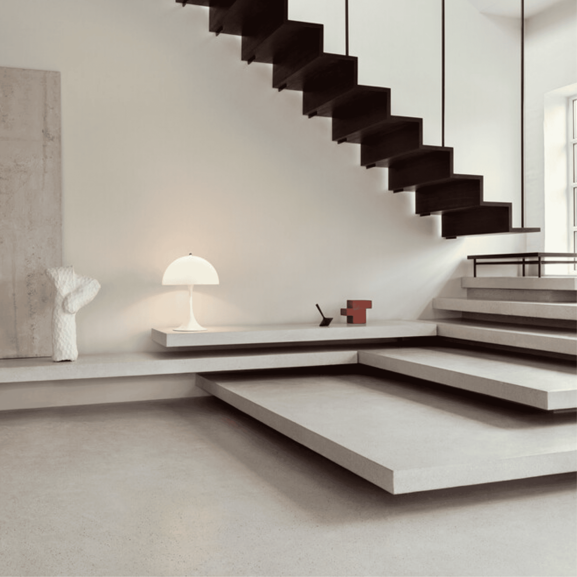Modern staircase design in a minimalistic interior setting.