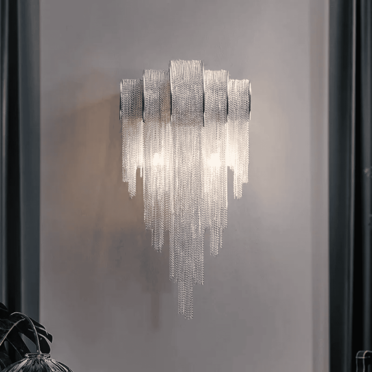 Luxury wall sconce on grey wall dim lighting