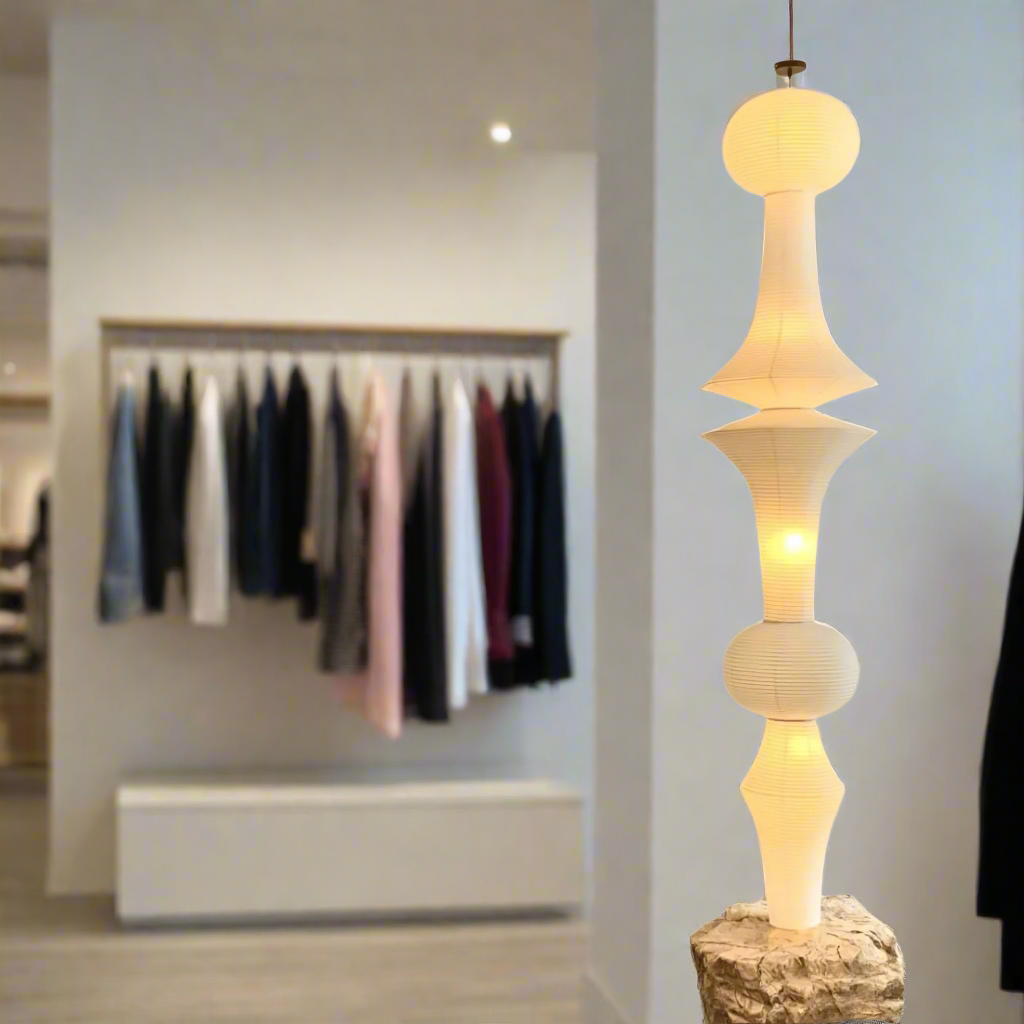 Decorative floor lamp with a unique design on a white background