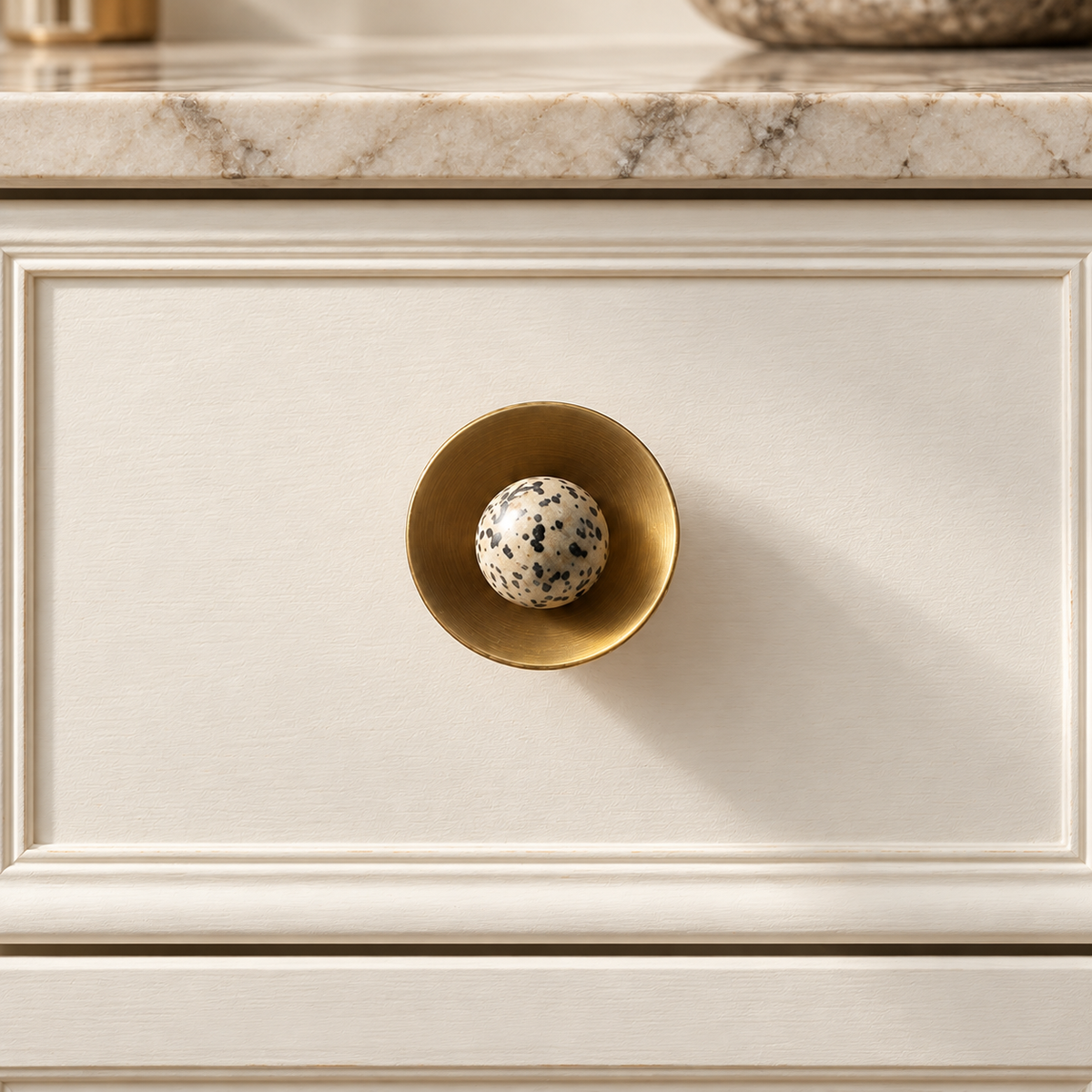 Orba Stone & Brass Cabinet Handles & Knobs