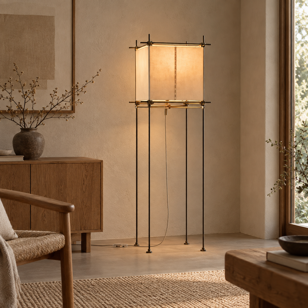Avela Parchment Cube Floor Lamp