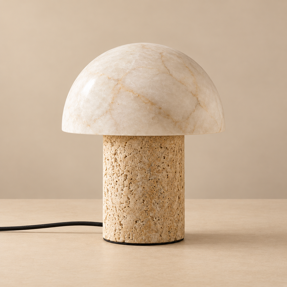 Sorina Travertine Mushroom Table Lamp