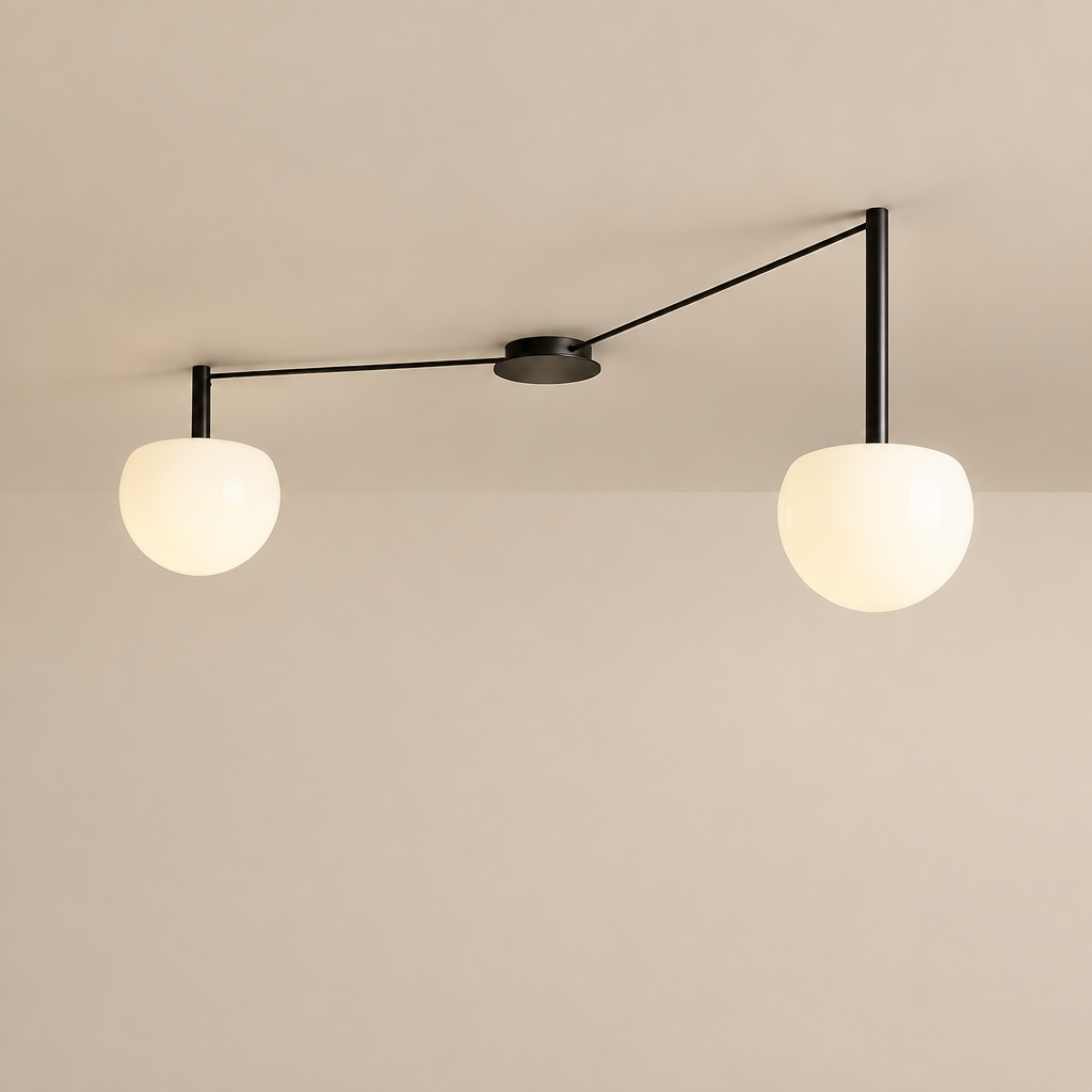 two head Minimalist Linear Ceiling Light Modern Spider Lamp Glass Shade for Bedroom Study Living Room Office Villa Indoor Home Lighting — premium background photograph
