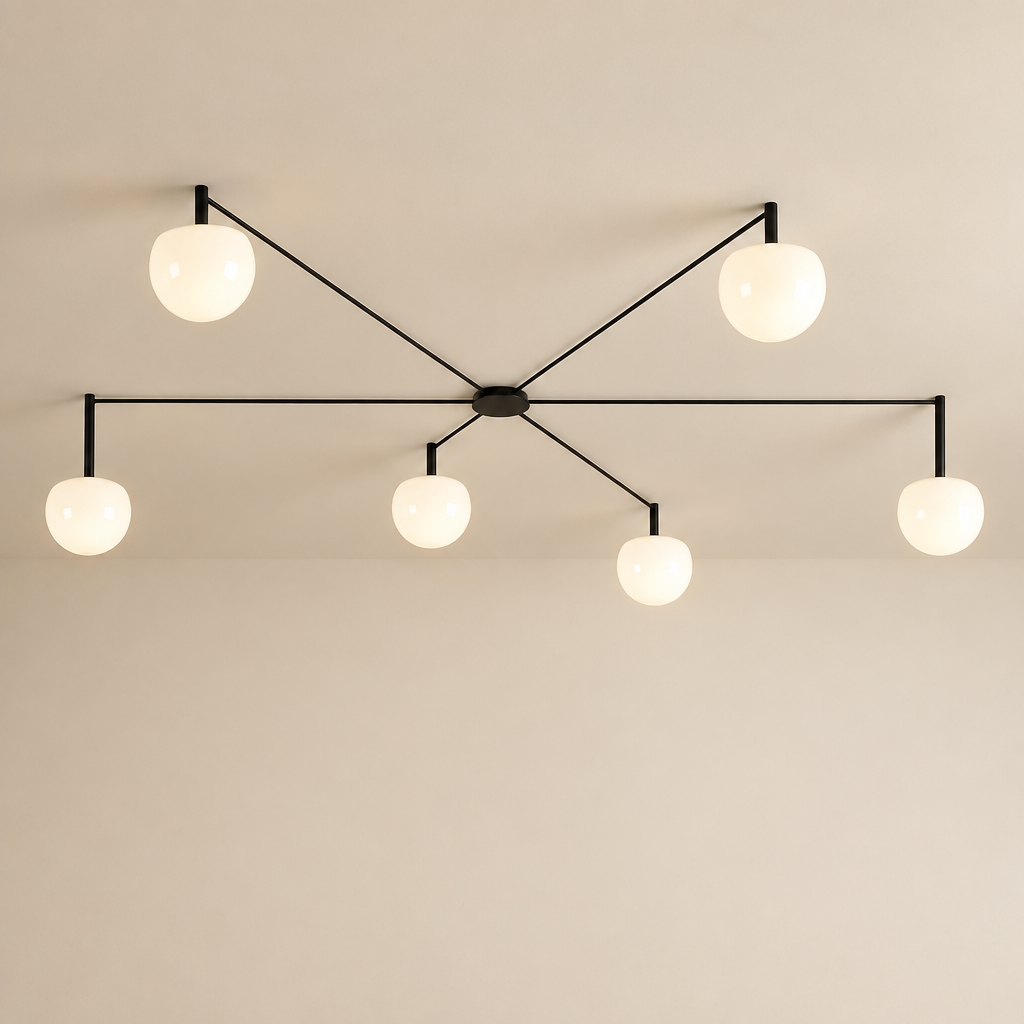 six head Minimalist Linear Ceiling Light Modern Spider Lamp Glass Shade for Bedroom Study Living Room Office Villa Indoor Home Lighting — premium background photograph