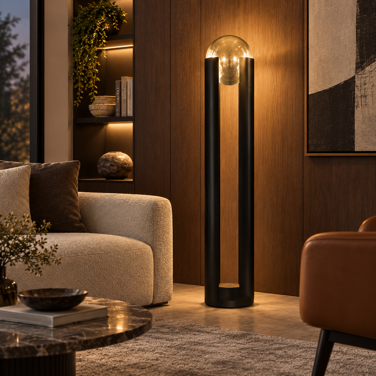 Luxury Brass Glass Ball Floor Lamp