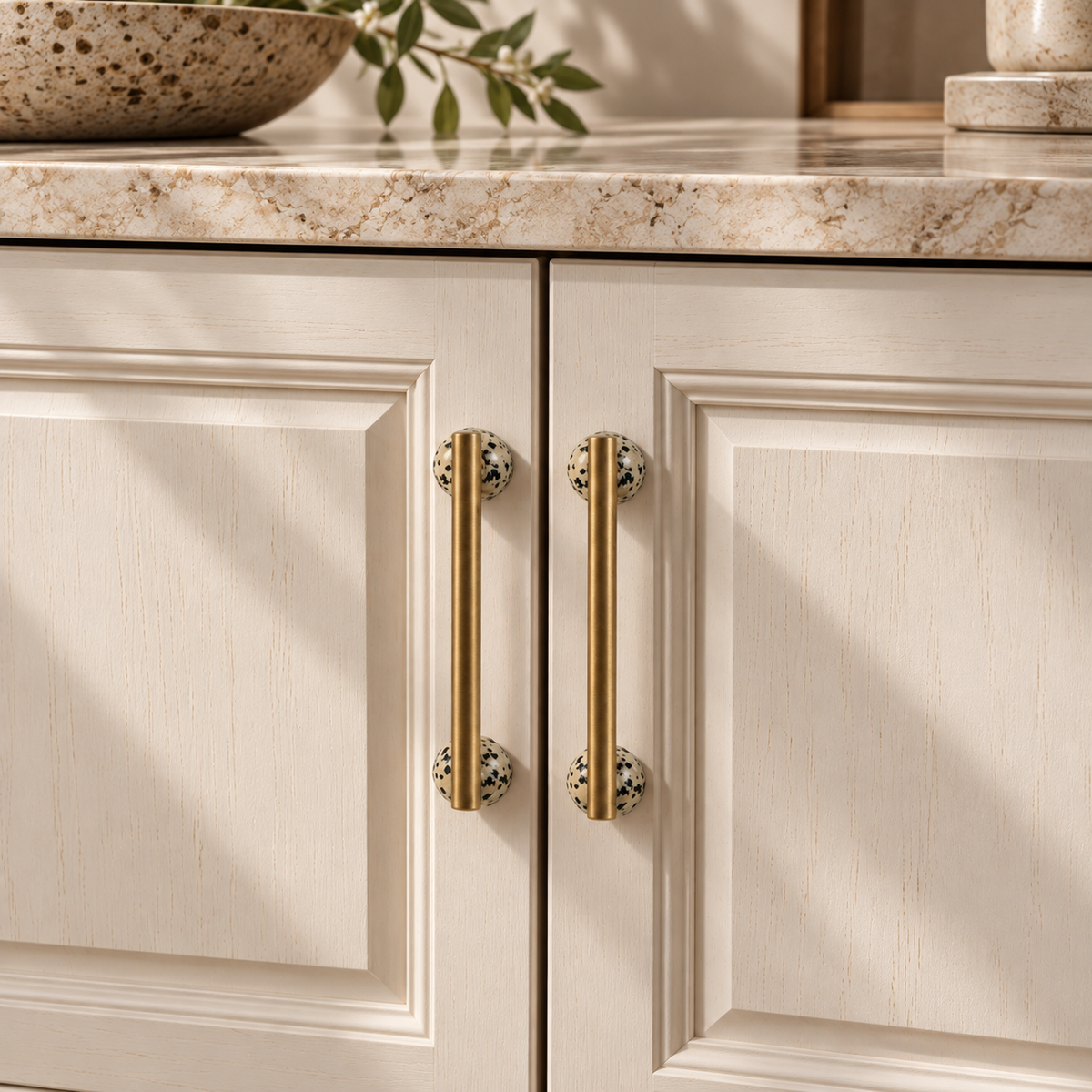 Orba Stone & Brass Cabinet Handles & Knobs