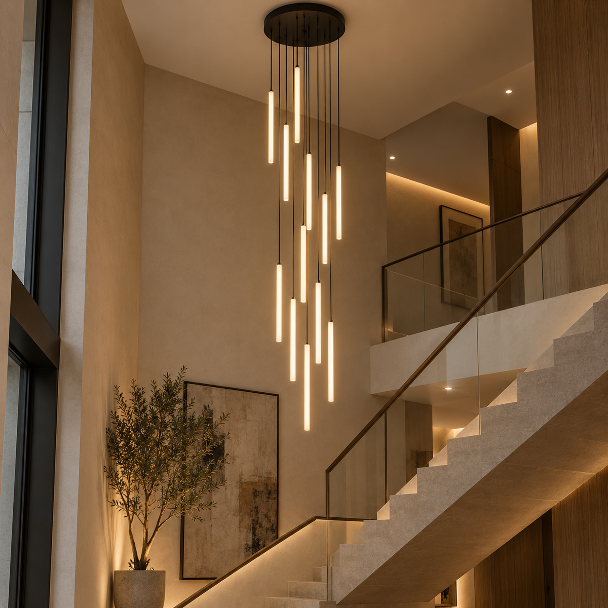 The Orinthal Helix Modern Staircase Acrylic Chandelier