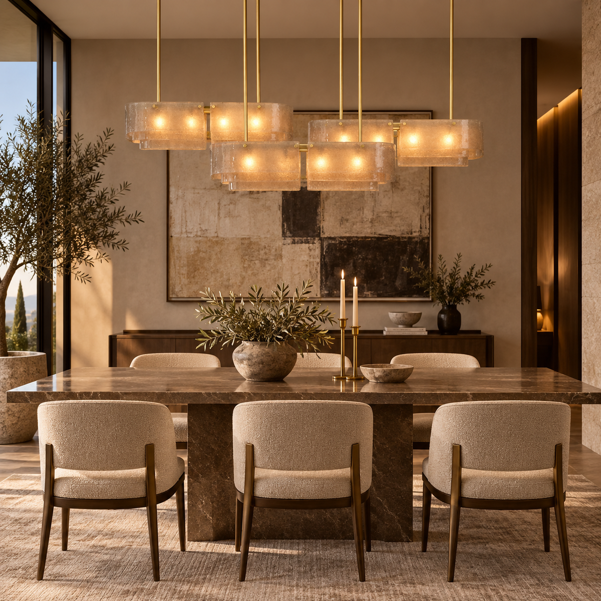 Lunovra Layered Glass Linear Chandelier