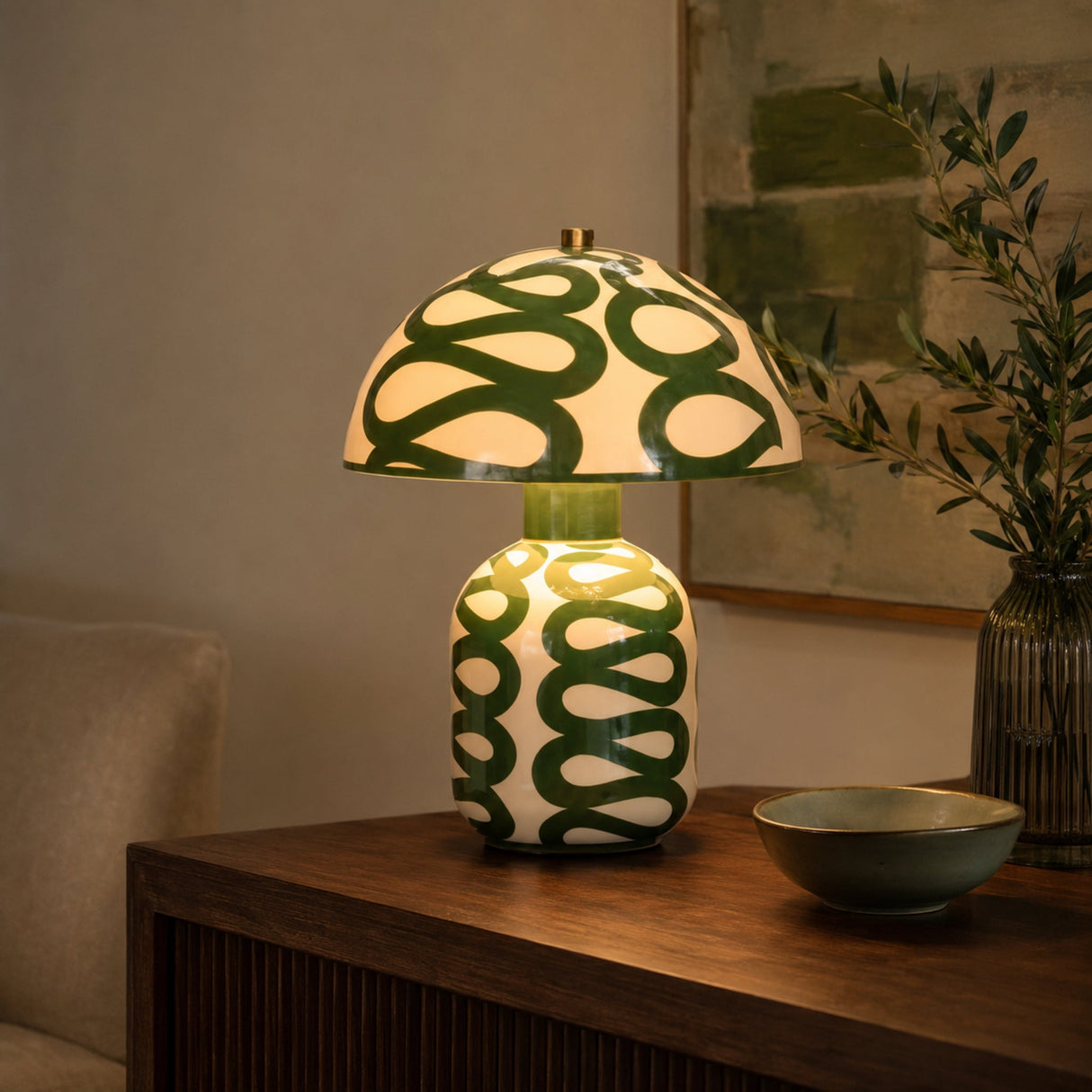 Green mushroom lamp generated product photo 3