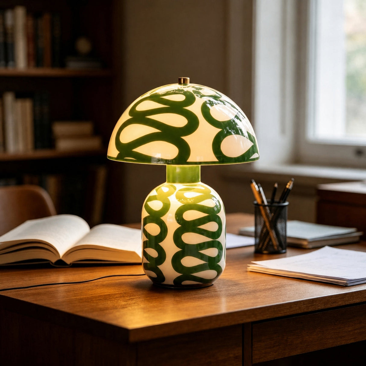 Green mushroom lamp generated product photo 5