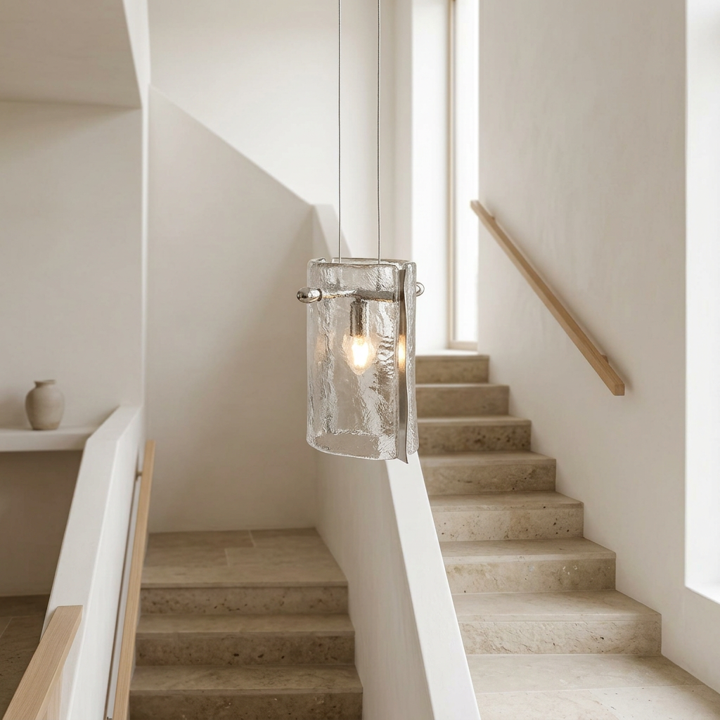 Handmade Glass Pendant Light - staircase placement