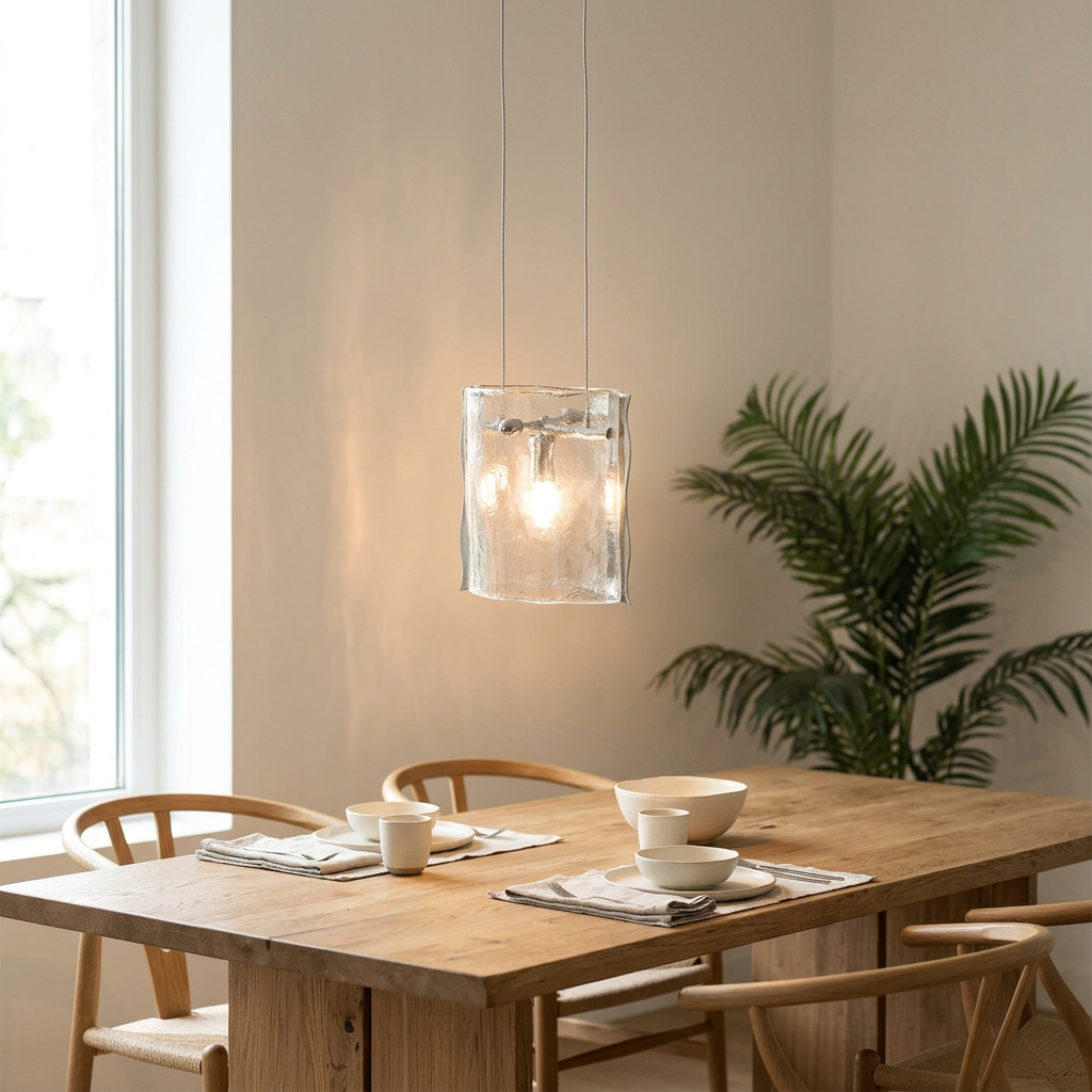 Handmade Glass Pendant Light - dining room placement