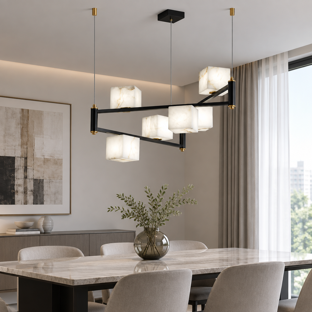 Revena Marble & Copper Chandelier