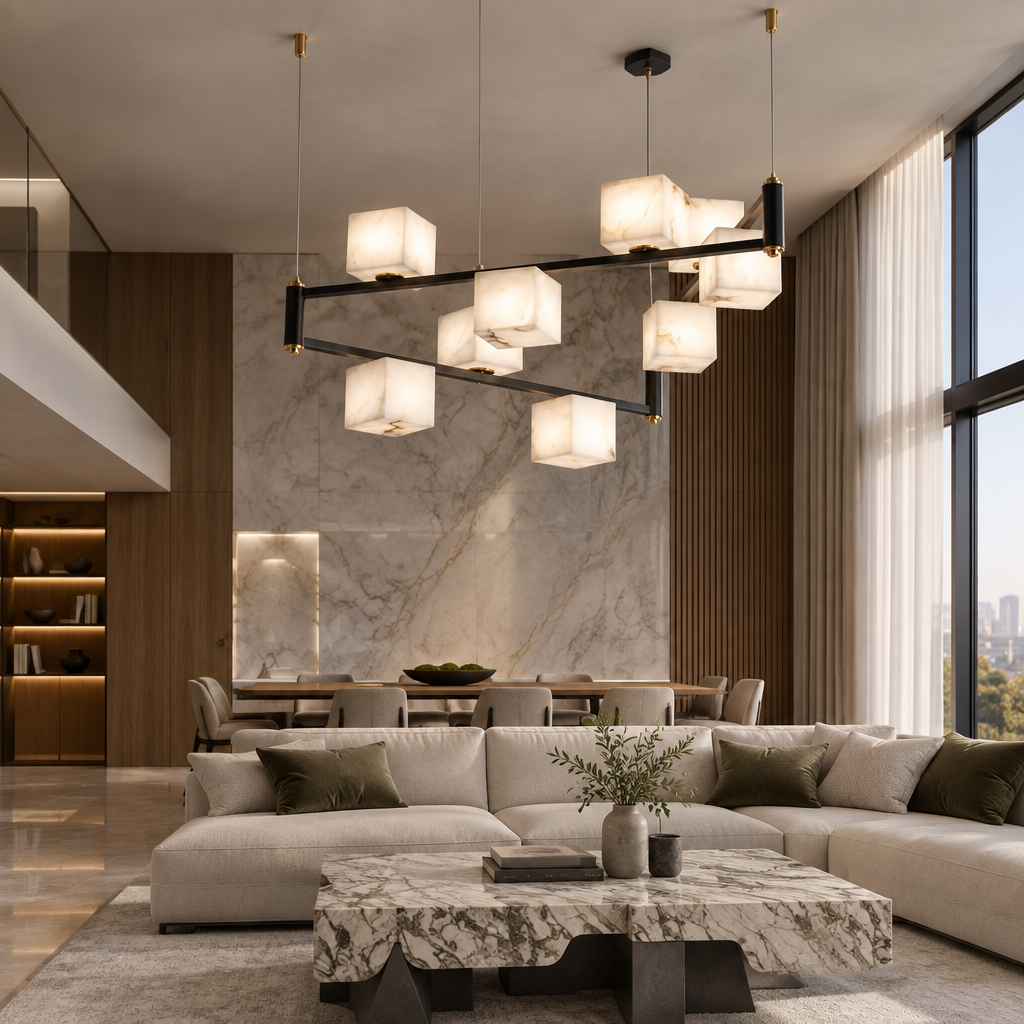 Revena Marble & Copper Chandelier