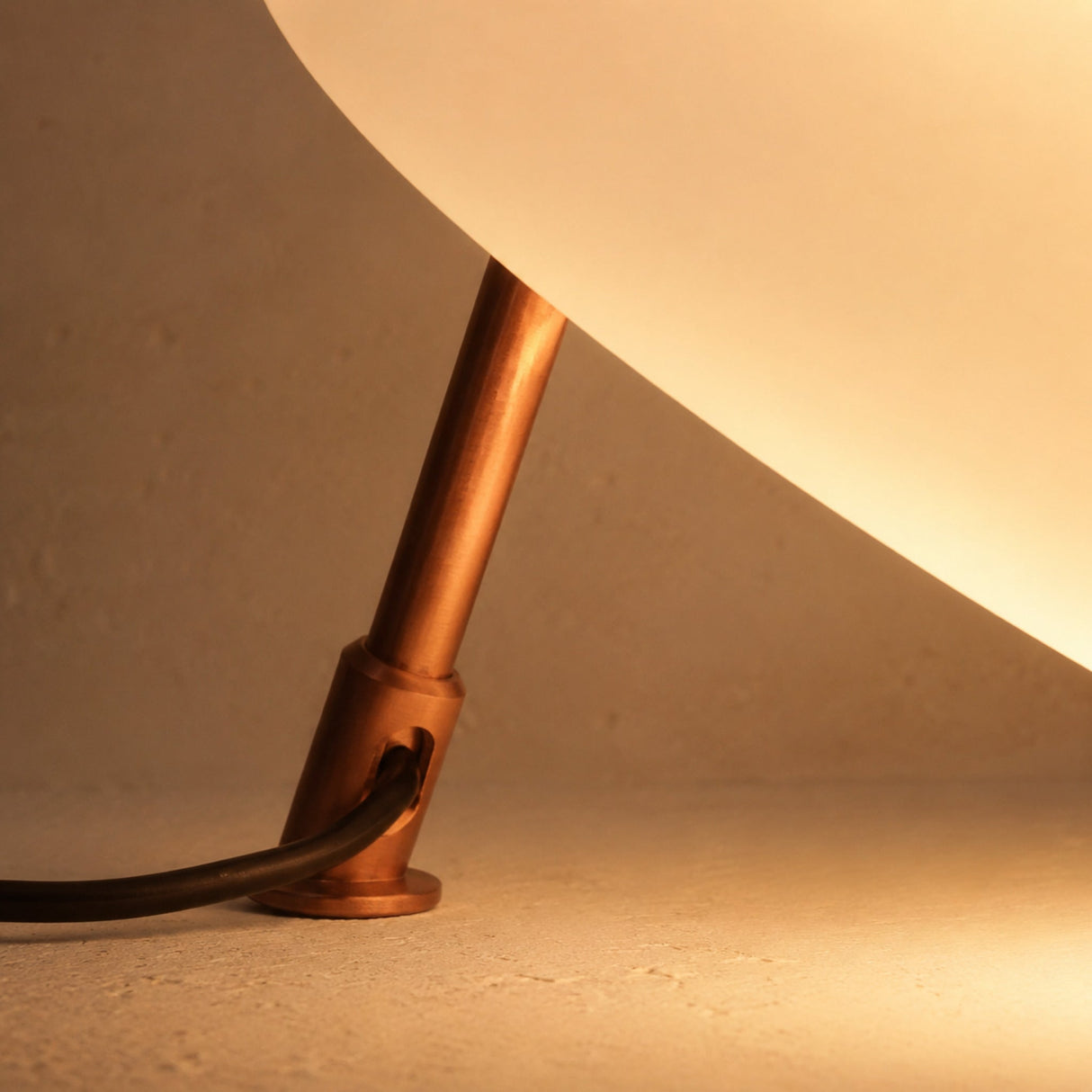 Close-up of the New Luck touch night light finish and warm 2700K glow
