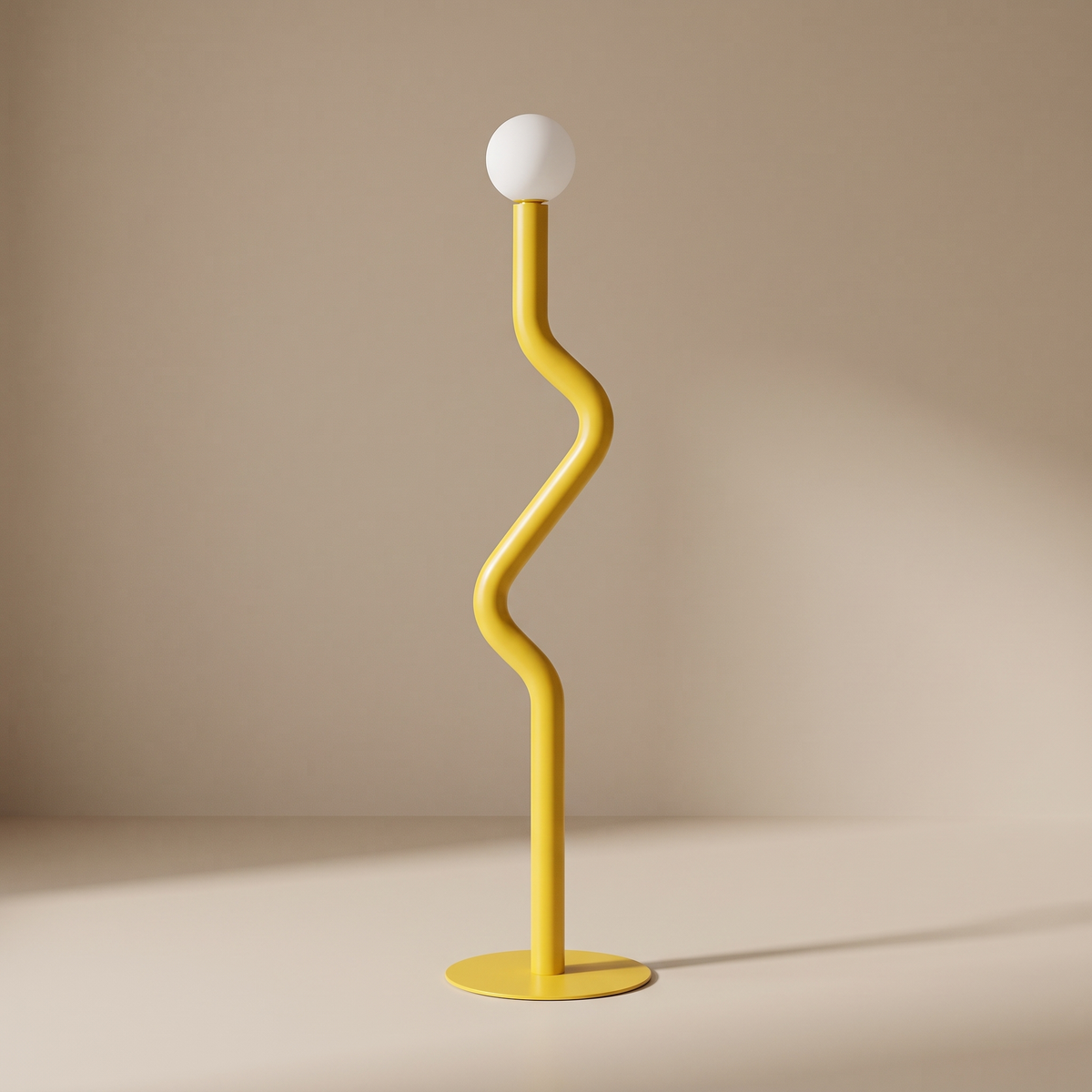 Nordic Modern Floor Lamp – Style 11 Yellow – Premium Beige Background