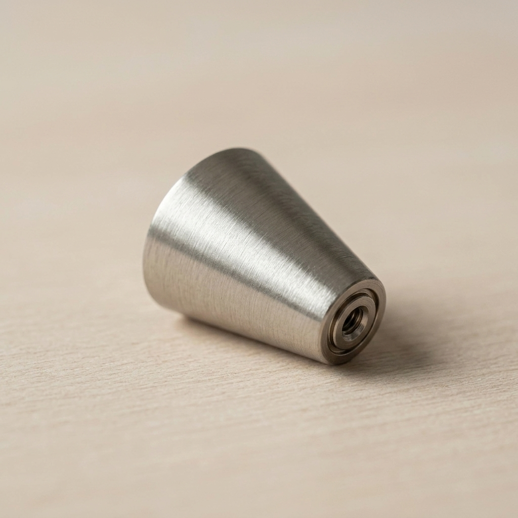 Detailed view of Santaya brushed nickel-silver brass handle finish and profile